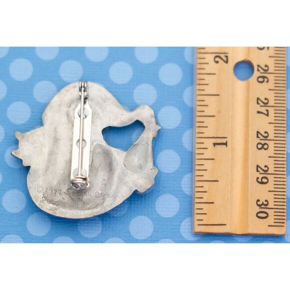 Vintage Mid Century Snowman Pewter 1977 Brooch - M4 - Picture 2 of 2